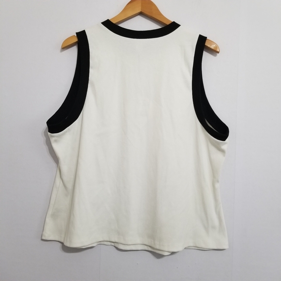 NWT Ava & Viv Ivory Black Trim Tank Top Size 2X - Picture 3 of 6